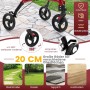 Roter, faltbarer Rollator mit 20 cm Rädern, 360° Vorderrad, Bremsen. Rutschfest, leise, stoßdämpfend für diverse Böden.