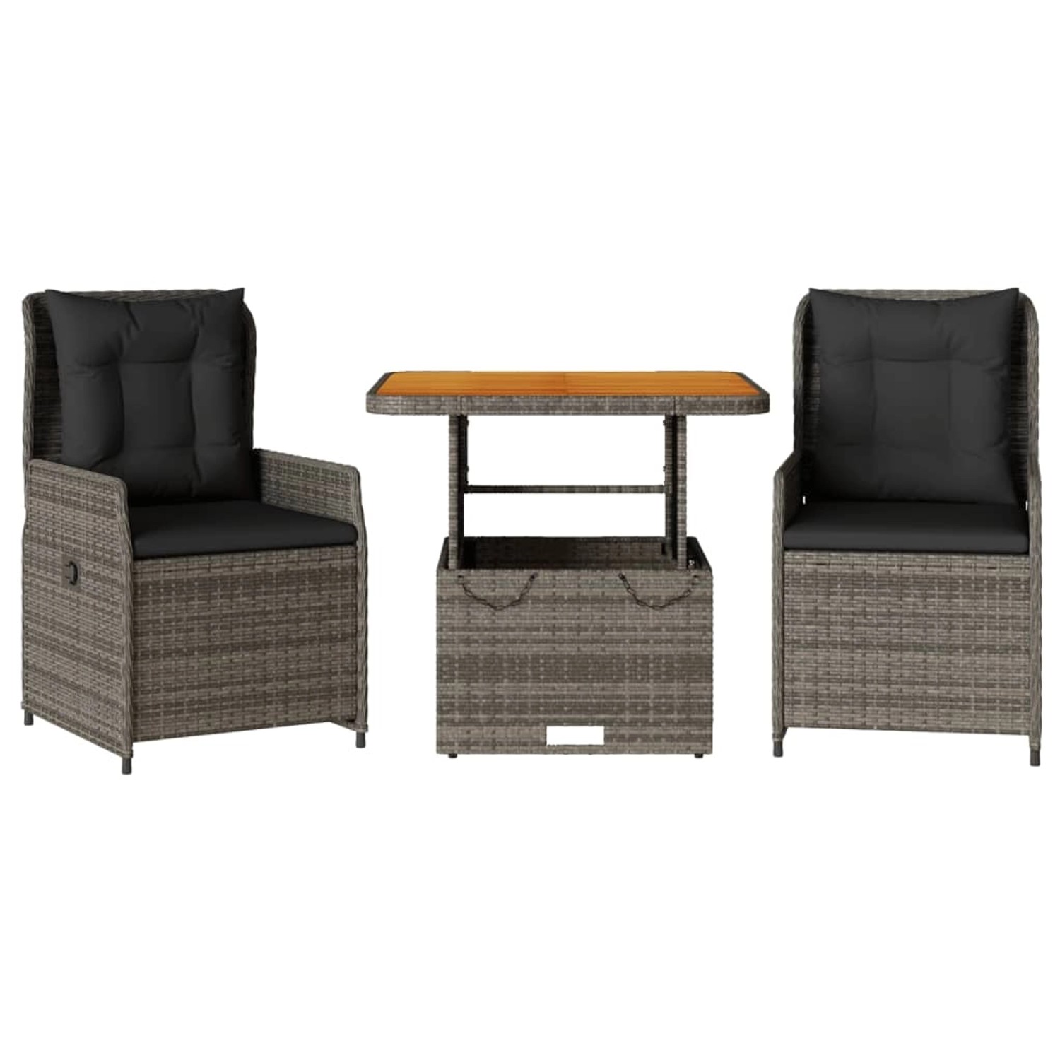 vidaXL 3-Tlg Bistro-Set mit Kissen Grau Poly Rattan 3262768 günstig online kaufen