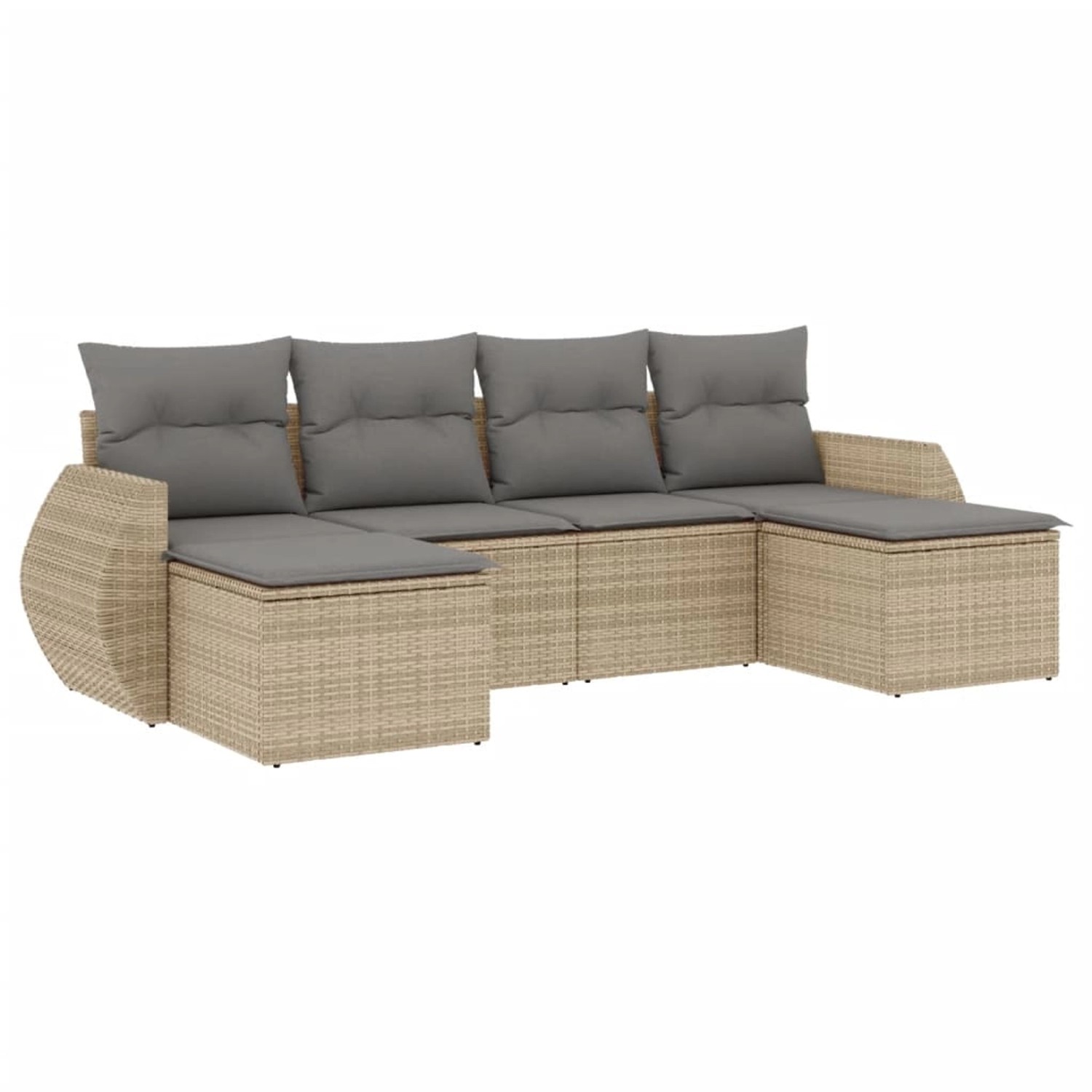 vidaXL 6-Tlg Garten-Sofagarnitur mit Kissen Beige Poly Rattan 3254056 günstig online kaufen