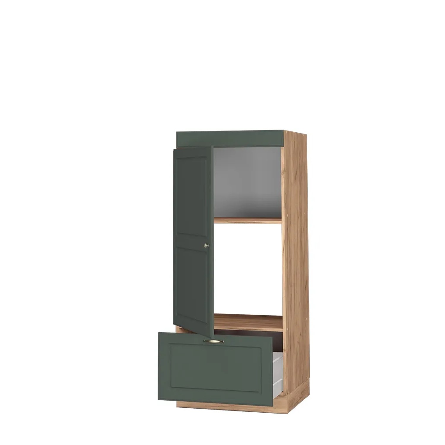 Vicco Mikrowellenschrank Fame-Line in Grün-Gold/Eiche, Landhausstil, 60 cm breit.