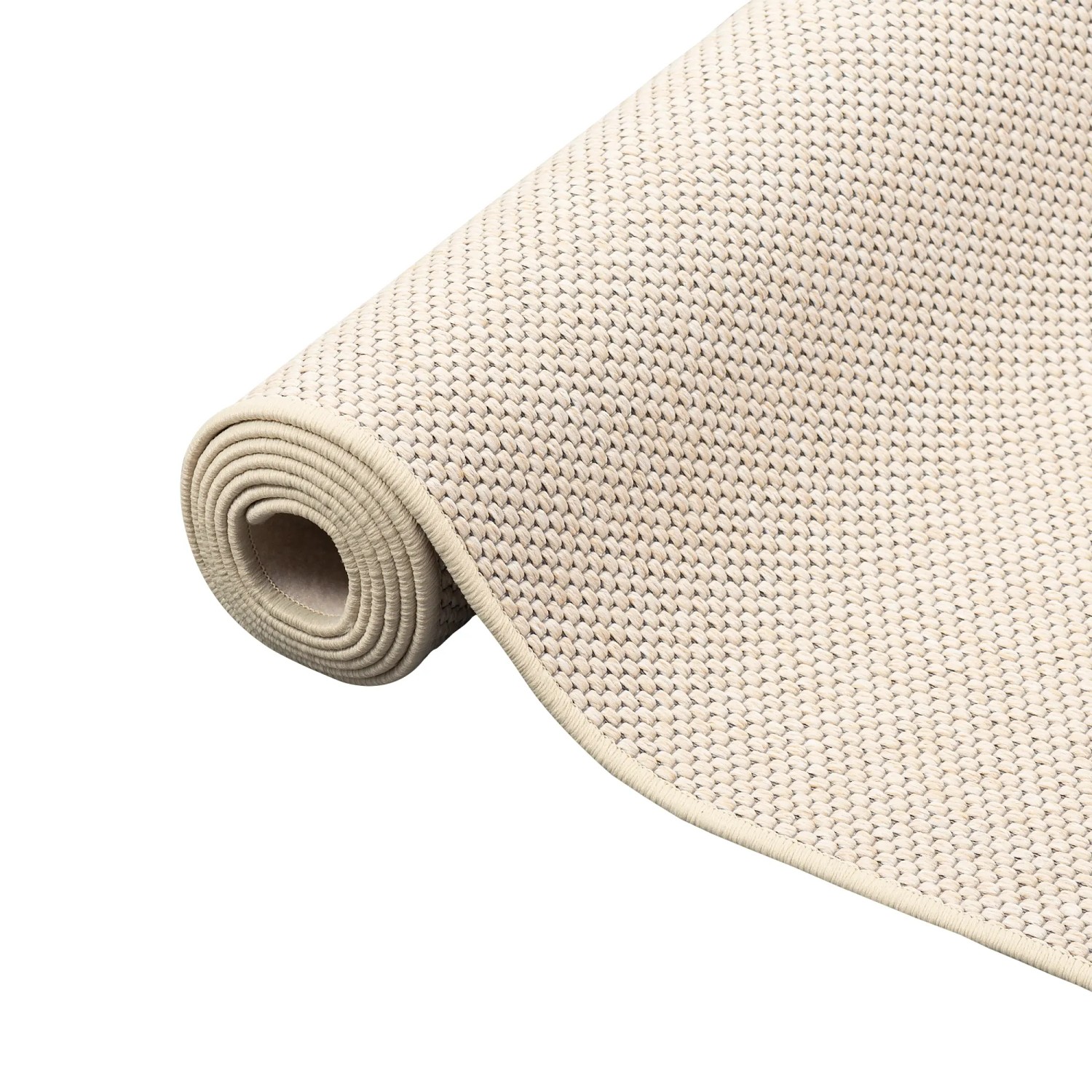 Gerollter, sandfarbener Snapstyle Flachgewebe Teppich Bentzon, 160x160 cm.
