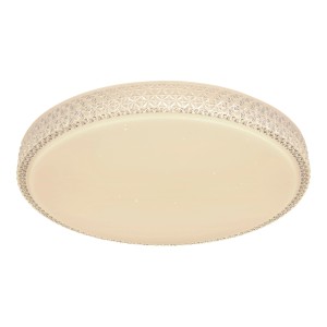 Weiße LED-Deckenleuchte Ovi, Ø 60cm, mit Sparkleeffekt und Fernbedienung.