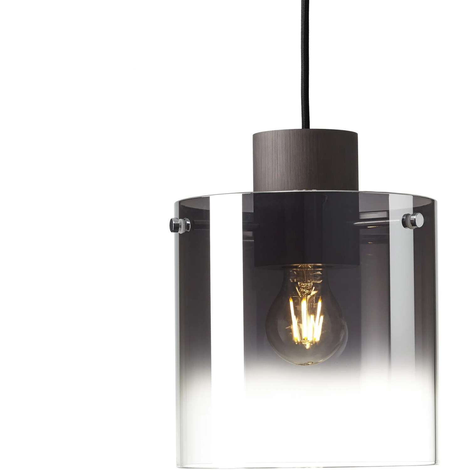 Moderne Pendelleuchte Beth mit Rauchglas-Schirm (20 cm) für den Innenbereich.