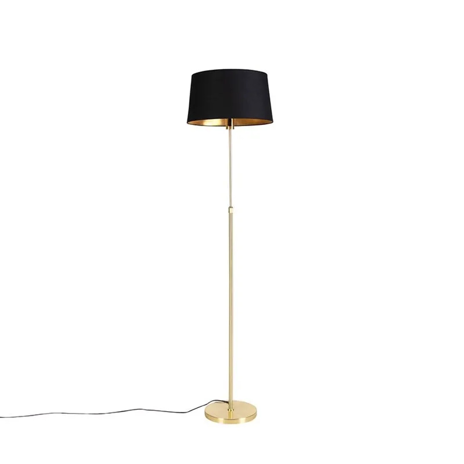 QAZQA Stehleuchte Gold   Messing mit Schwarzem Schirm Verstellbar 45 cm Parte