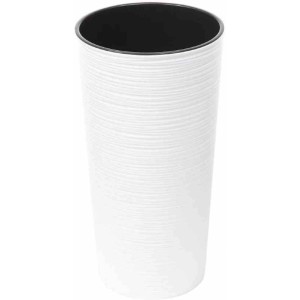 Weißes Siena Garden Pflanzgefäß Locon mit Rillenstruktur, 25x46,5 cm.