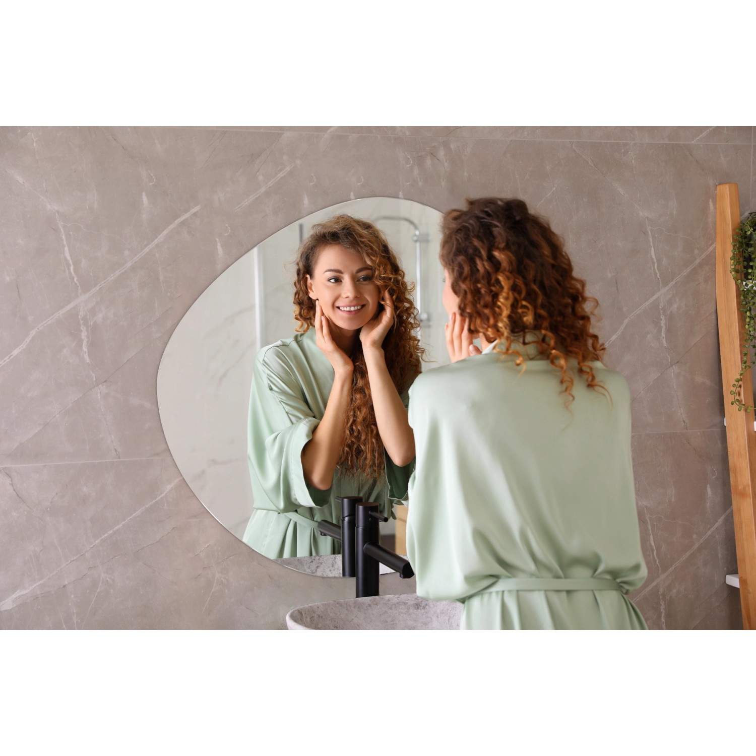 Tulup Wandspiegel Spiegel Unförmig 67 x 67,6 cm Skandinavischer Stil Spiegel Unregelmäßiger Spiegel Spiegel für Wohnzimmer_7