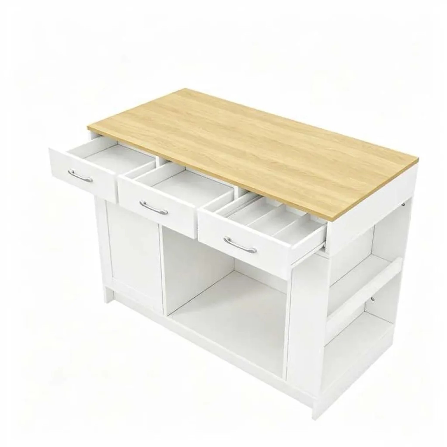 Merax Kücheninsel mit Schrank 3 Schubladen & Regal Weiß