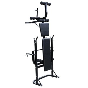 vidaXL Trainingsbank mit Ablage und Langhantel und Kurzhantel Set 30,5 kg 275368