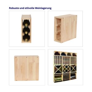 PROREGAL Weinregal Vincellar Modul aus Kiefernholz für 3 Flaschen, erweiterbar.