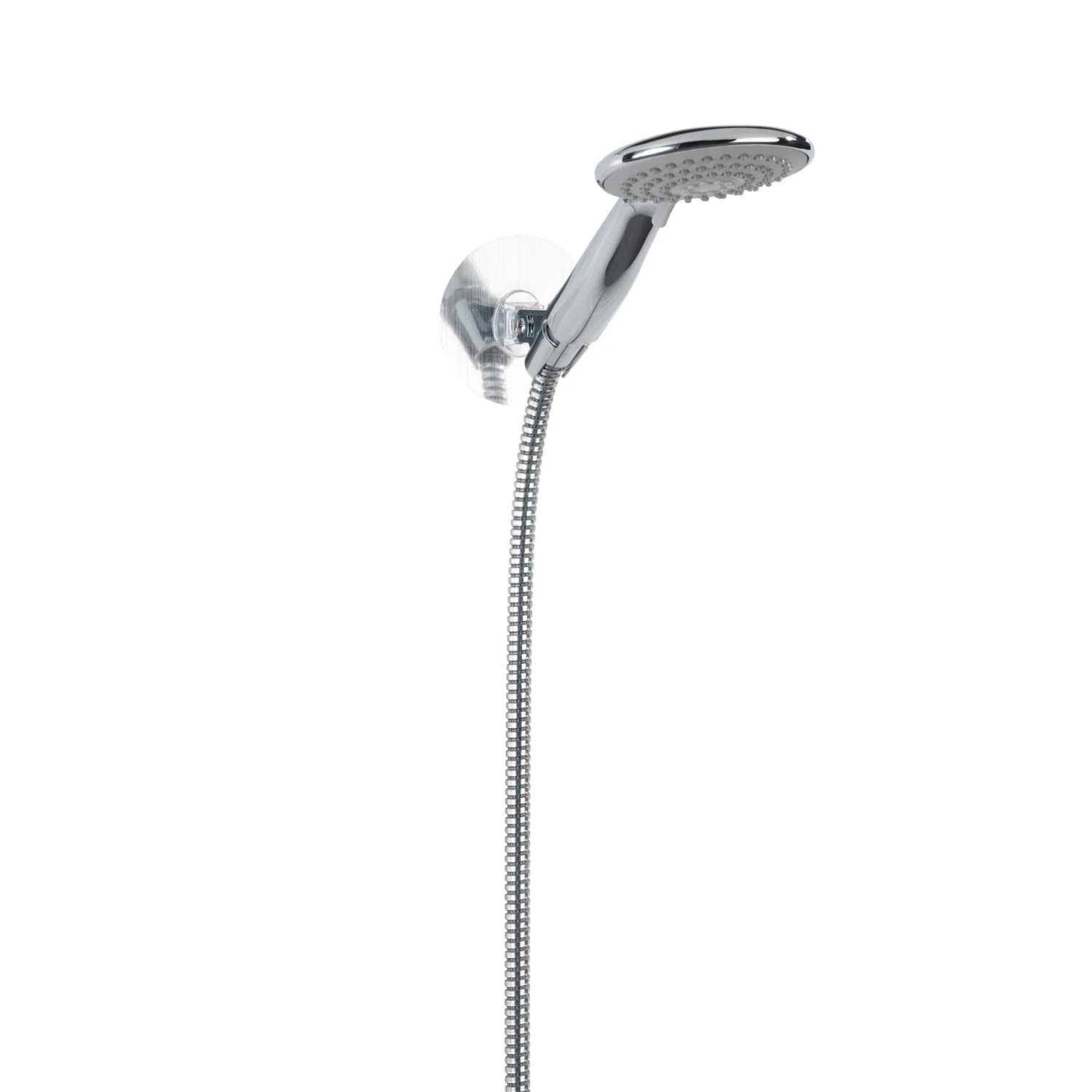 Wenko Static-Loc Duschkopfhalter Osimo, silber-chrom, mit Saugnapf und Brauseschlauch.