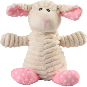 Warmies® Pure Schaf Pünktchen, Wärmestofftier mit rosa Punkten auf Ohren und Füßen.