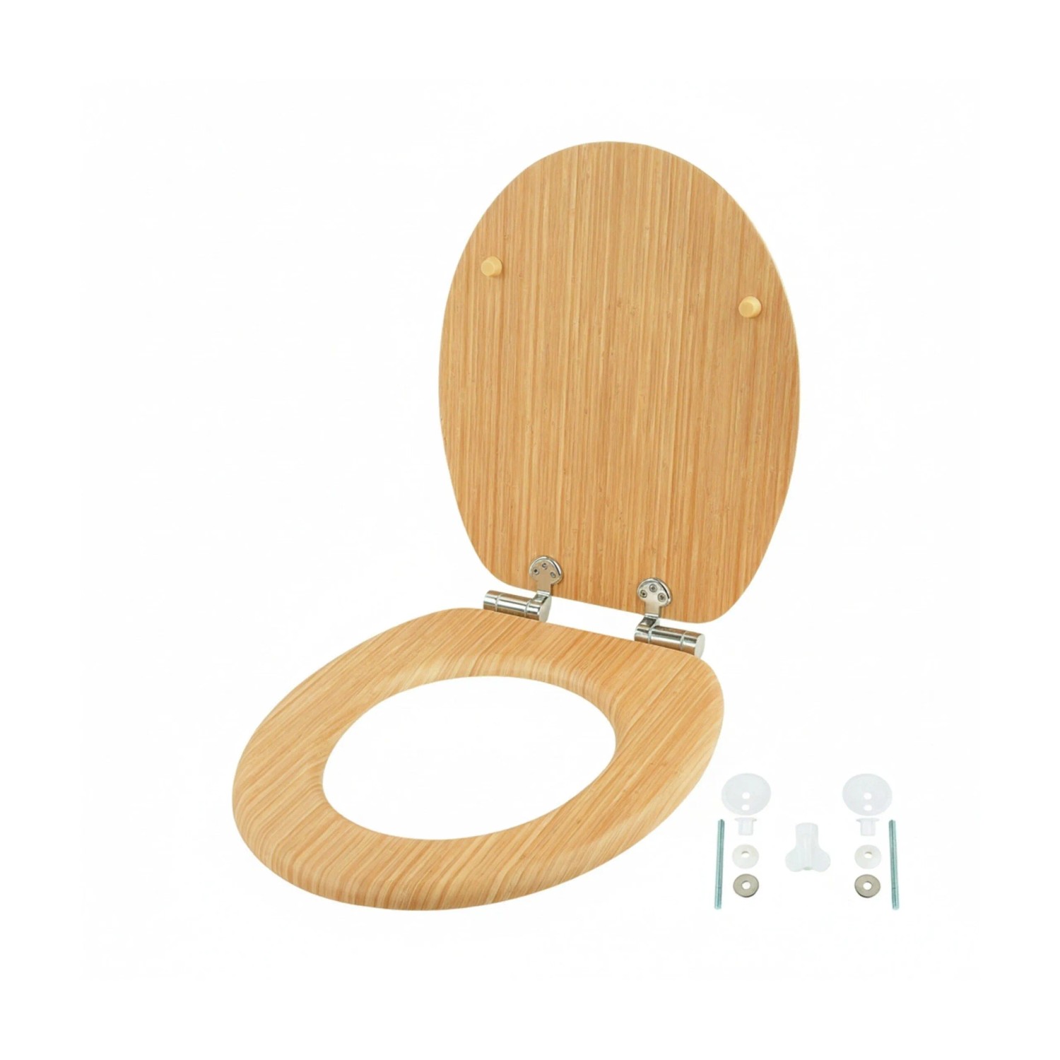 Relaxdays Toilettendeckel MDF Natur Absenkautomatik Rutschfest 43,5 cm x 37,5 cm x 5,5 cm 2,9 kg