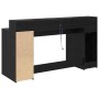 Schwarzer Schreibtisch Eiche Optik mit LED, 160x55x91cm, Stauraum.