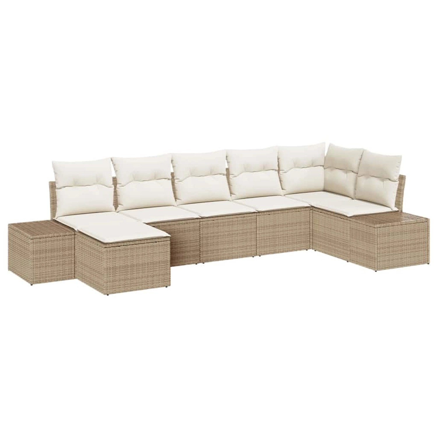 vidaXL 7-Teiliges Garten-Sofaset mit Kissen in Beige aus Poly Rattan 335582 günstig online kaufen