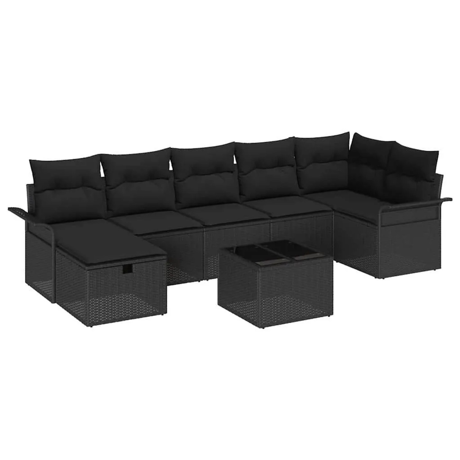 vidaXL Gartensofa-Set mit Kissen 8 Stk Schwarz Poly-Rattan 3358912