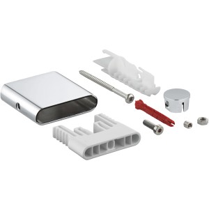 Grohe Brausestangenhalter mit Befestigungsset, Chrom-Optik, inklusive Schrauben und Dübel.