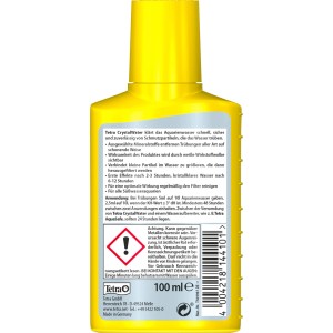 Tetra CrystalWater 100ml Wasserklärer für Aquarien, gelbe Flasche.