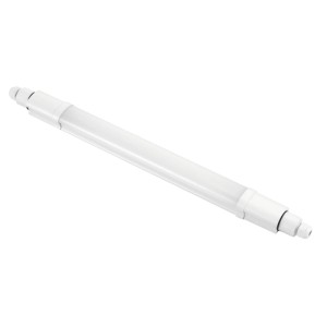 Weiße, schlanke REV LED-Lichtleiste SlimPro+ 116 cm. Feuchtraumleuchte für Werkstatt, Garage, Keller, Innen- & Außenbereich.