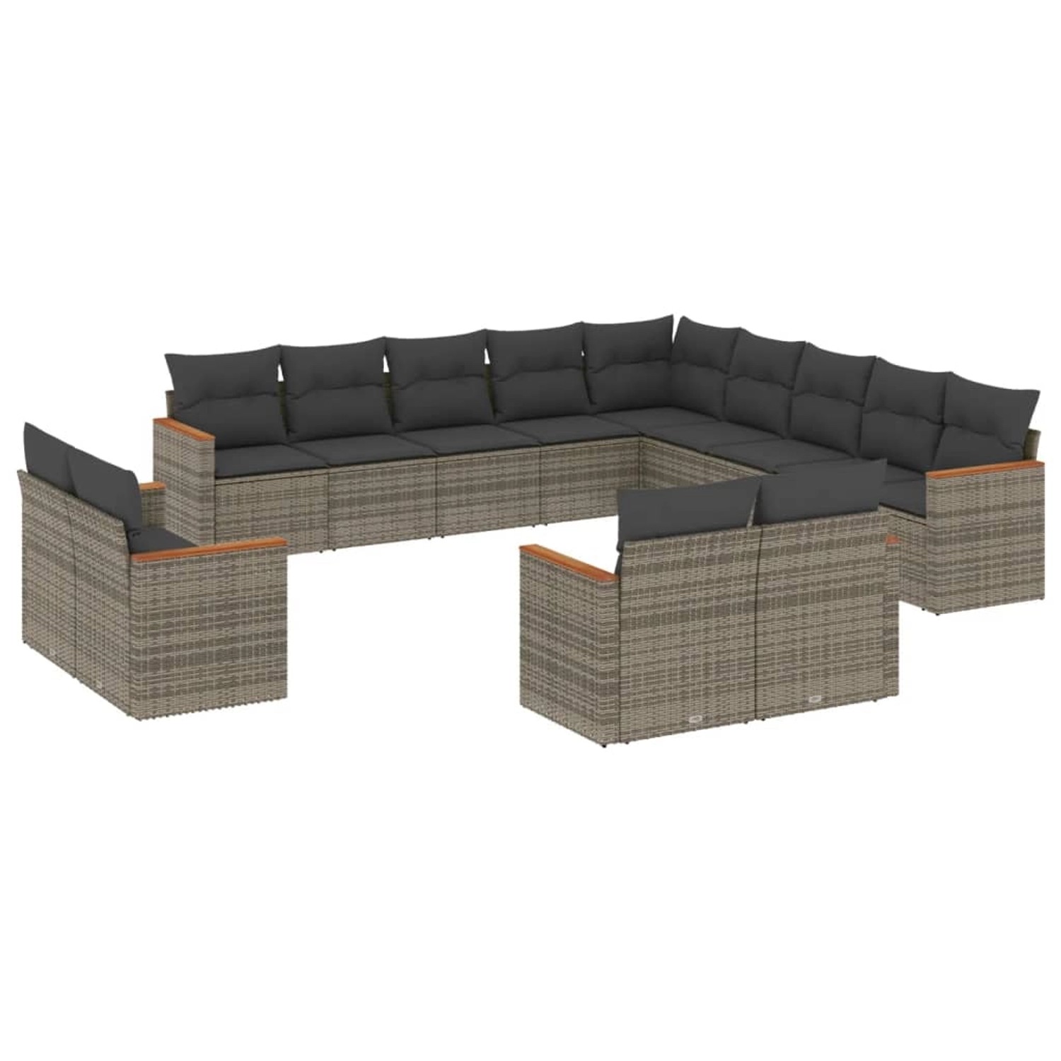 vidaXL 13-Tlg Garten-Sofagarnitur mit Kissen Grau Poly Rattan 3226529 günstig online kaufen