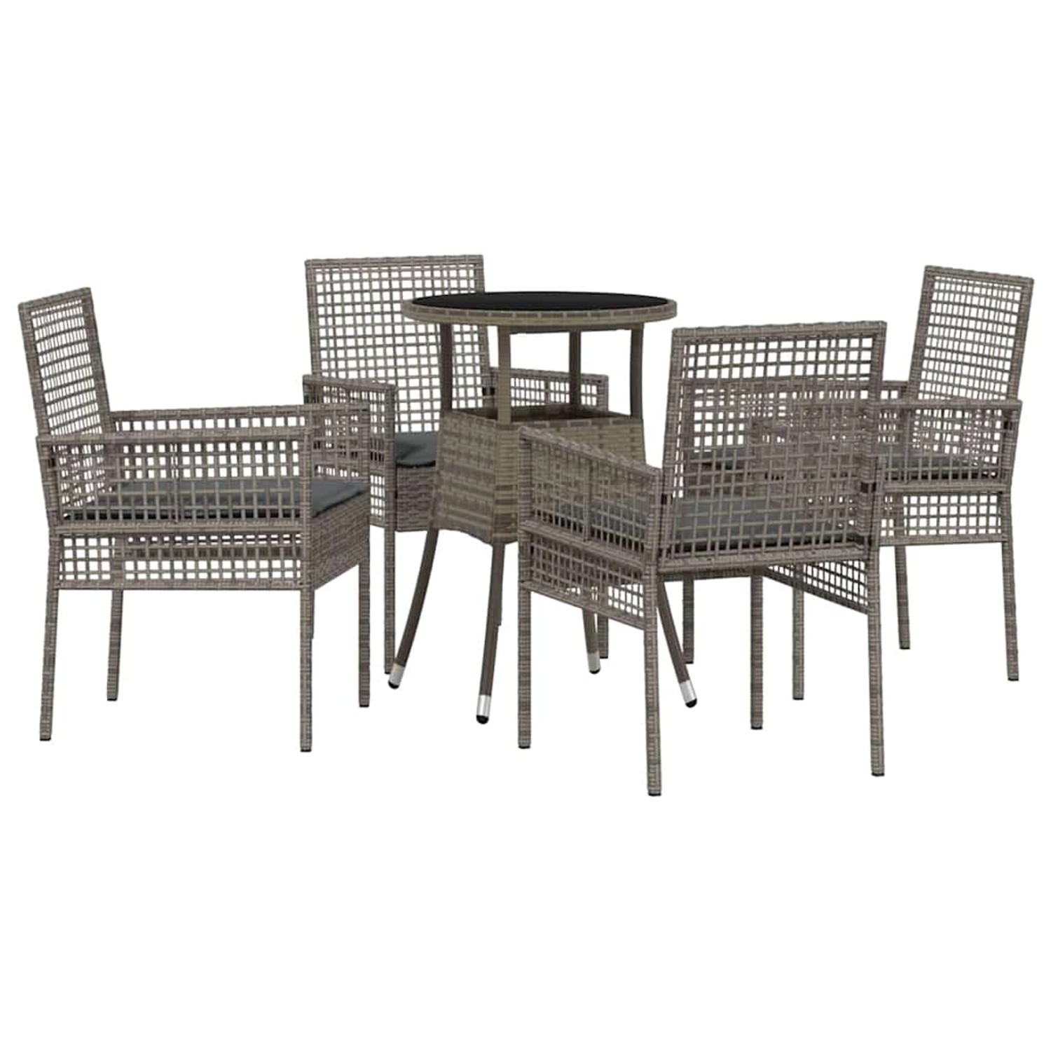 vidaXL Garten Essgruppe 5-Tlg Grau Poly Rattan 3334946 günstig online kaufen
