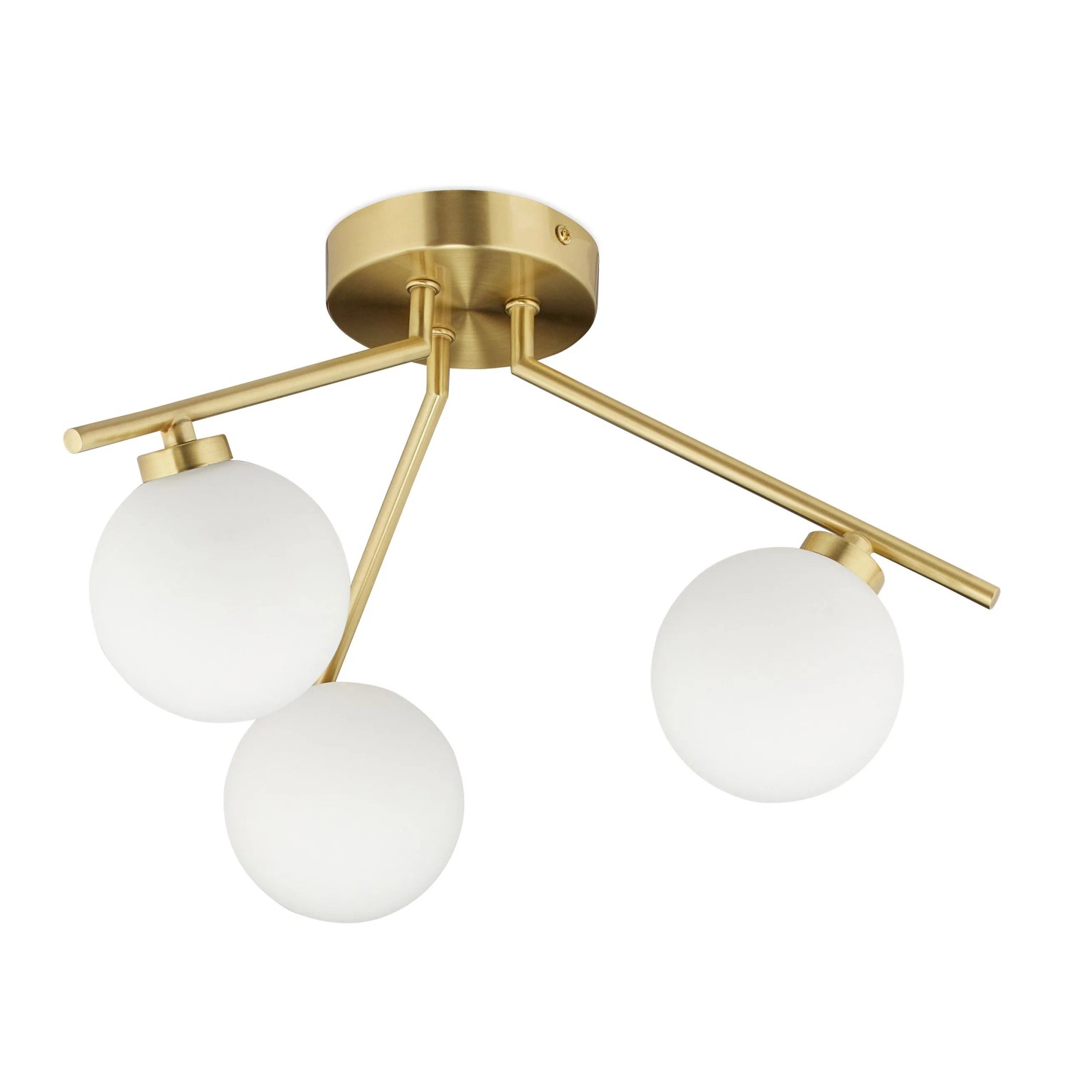 Relaxdays Deckenlampe Eisen Milchglas Gold 3 Kugeln 24,5 cm x 36 cm 1,1 kg