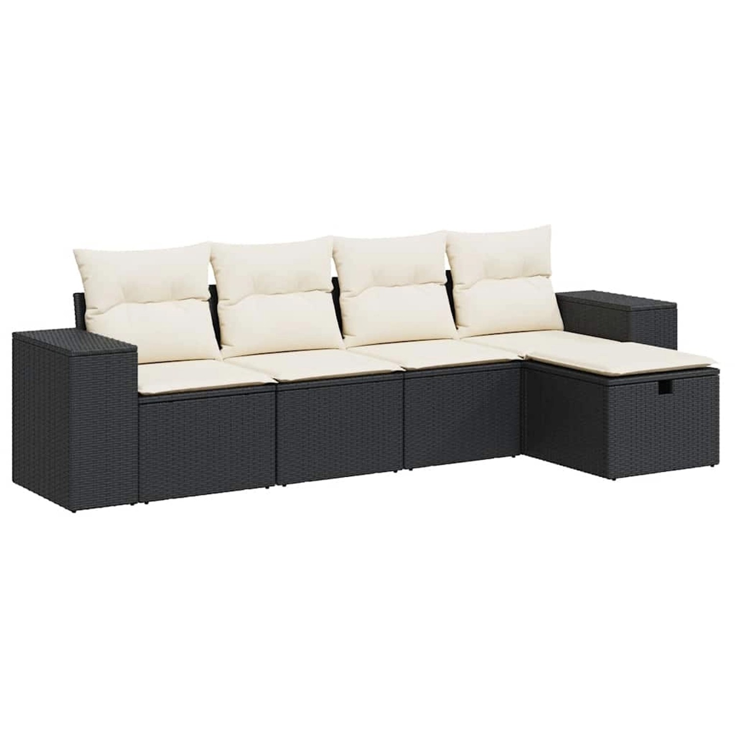 vidaXL 5-Tlg Garten-Sofagarnitur mit Kissen Schwarz Poly Rattan 3325662