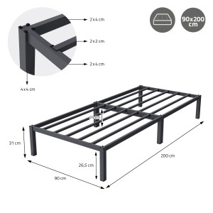 ML-Design Metallbett 90x200 cm Stahlrahmen mit Lattenrost Anthrazit Bettgestell