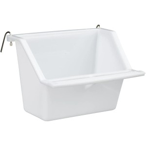 Weißer Trixie Hängenapf, 200 ml, für Vogelkäfige mit erhöhter Rückwand und Landeplatz.