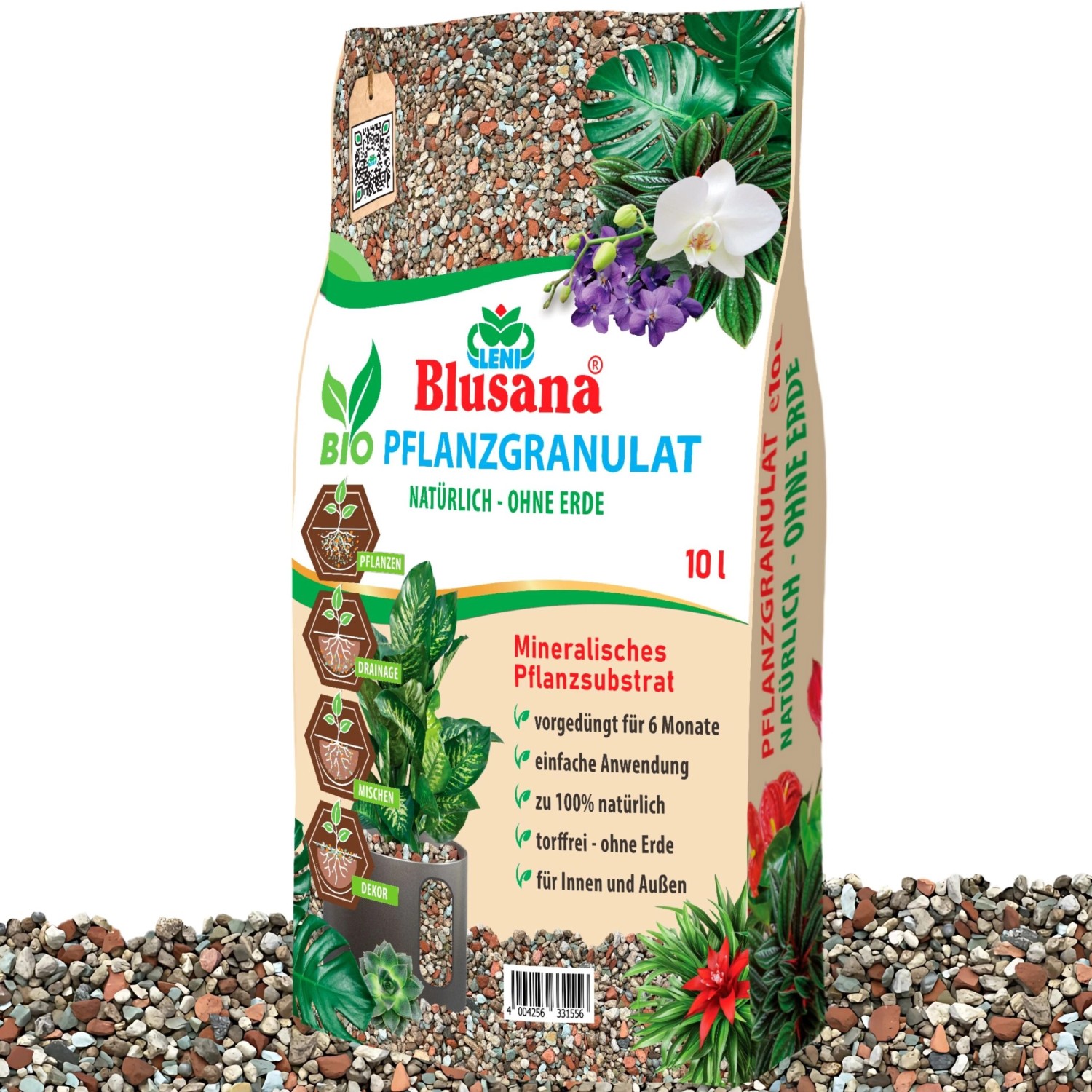 Blusana Mineralisches Pflanzsubstrat vorgedüngt feine Körnung 2-5 mm 10 l