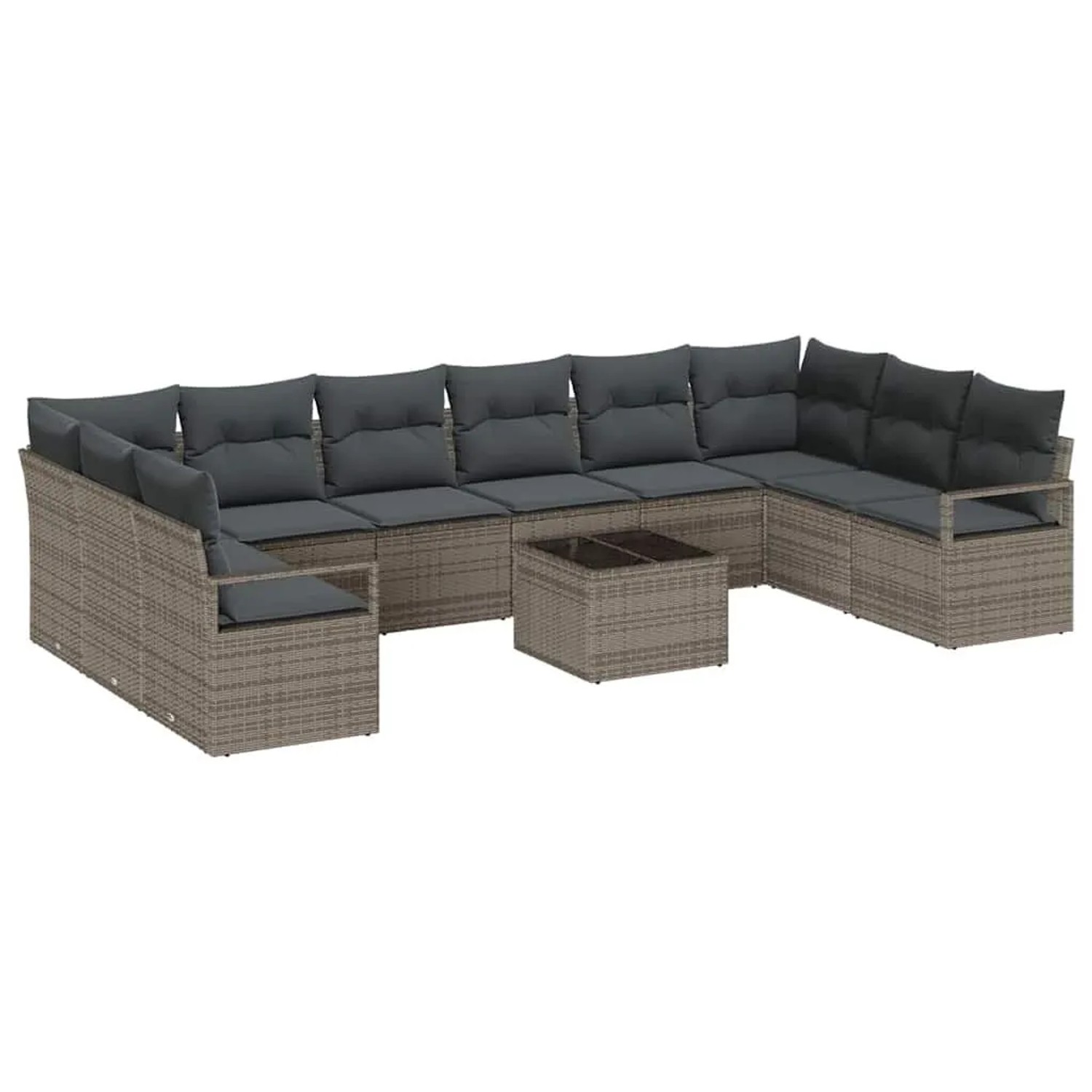 vidaXL Gartensofa-Set mit Kissen 11 Stk Hellgrau Poly-Rattan 3355238 günstig online kaufen