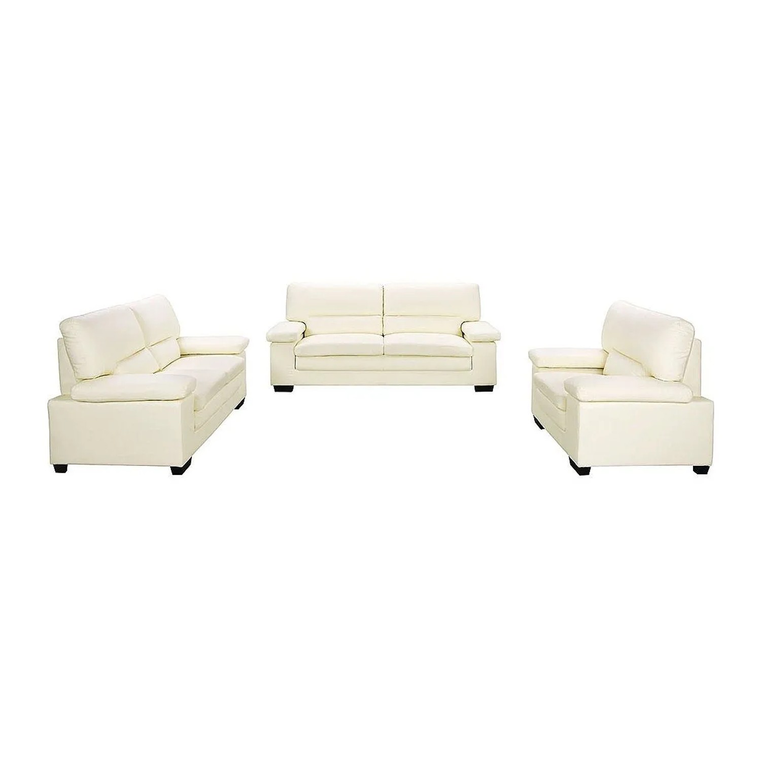 Vente-unique Couchgarnitur Mit Sessel Mimas Elfenbeinfarben 162 cm  210 cm  112 cm