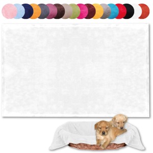 Bestlivings Tierdecke Hundedecke Mikrofaser 60x80 cm, weiß, mit Welpen im Korb. Hundekissen & Hundedecken.