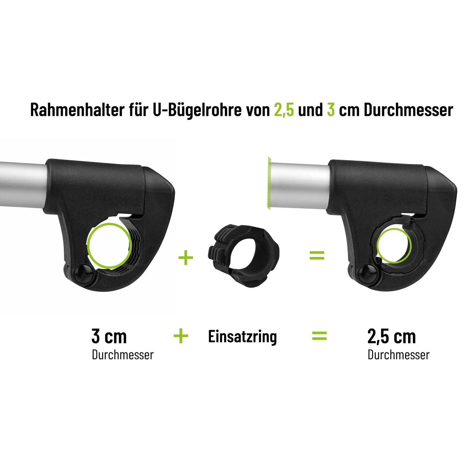 Eufab Rahmenhalter für Heckträger, passend für U-Bügelrohre mit 2,5 cm und 3 cm Durchmesser.