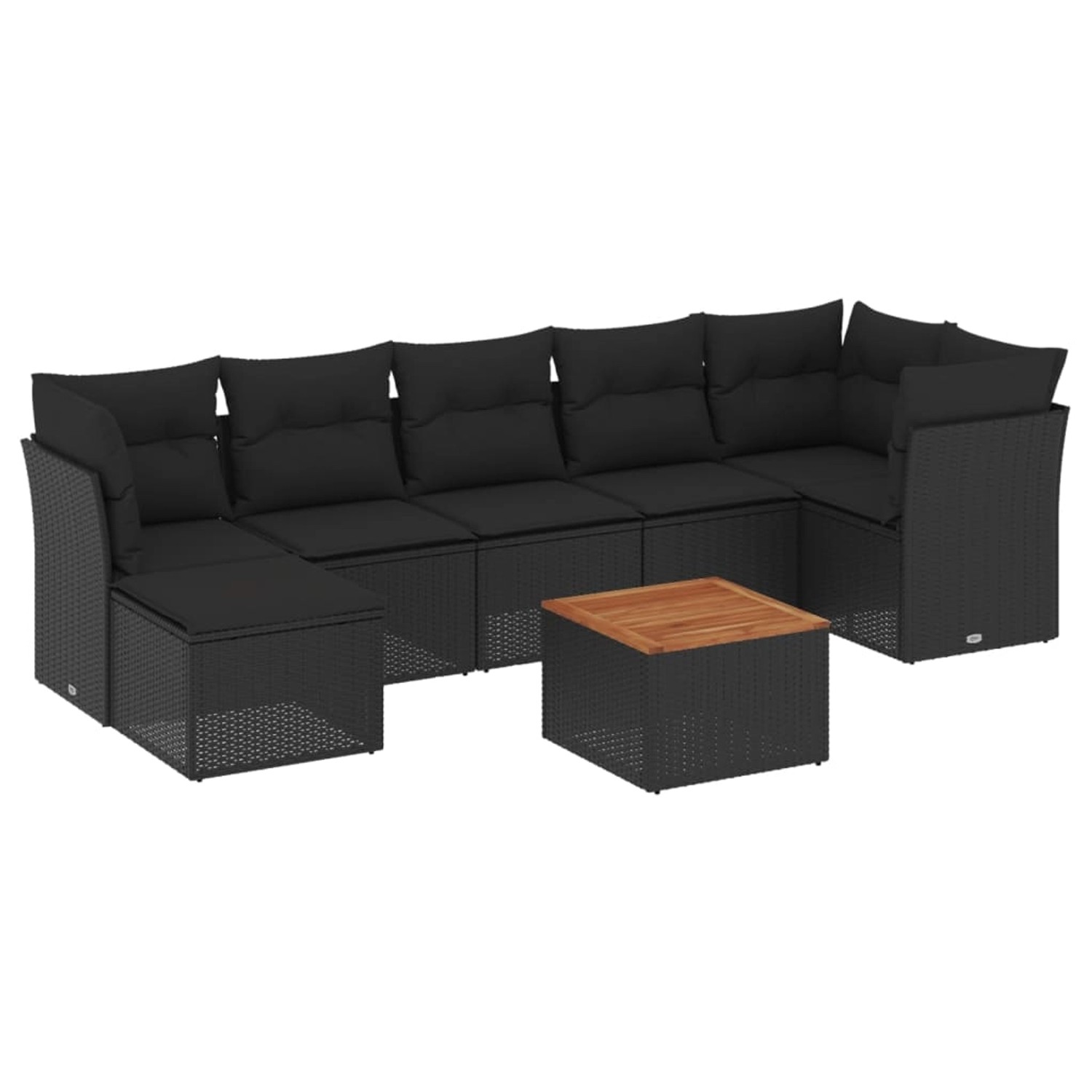 vidaXL 8-Tlg Garten-Sofagarnitur mit Kissen Schwarz Poly Rattan 3256083 günstig online kaufen