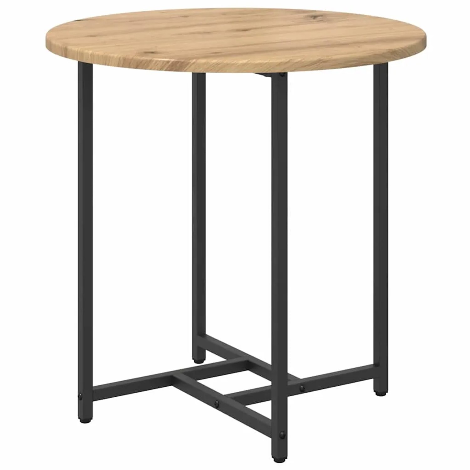 vidaXL Beistelltisch-Set, 2-teilig, Artisan Eiche/Schwarz, runde Tischplatte, Metallgestell.