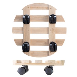 Wagner Pflanzenroller Paletti GH 0318 aus Holz, Ø 30 cm, mit 4 Rollen für bis zu 100 kg.