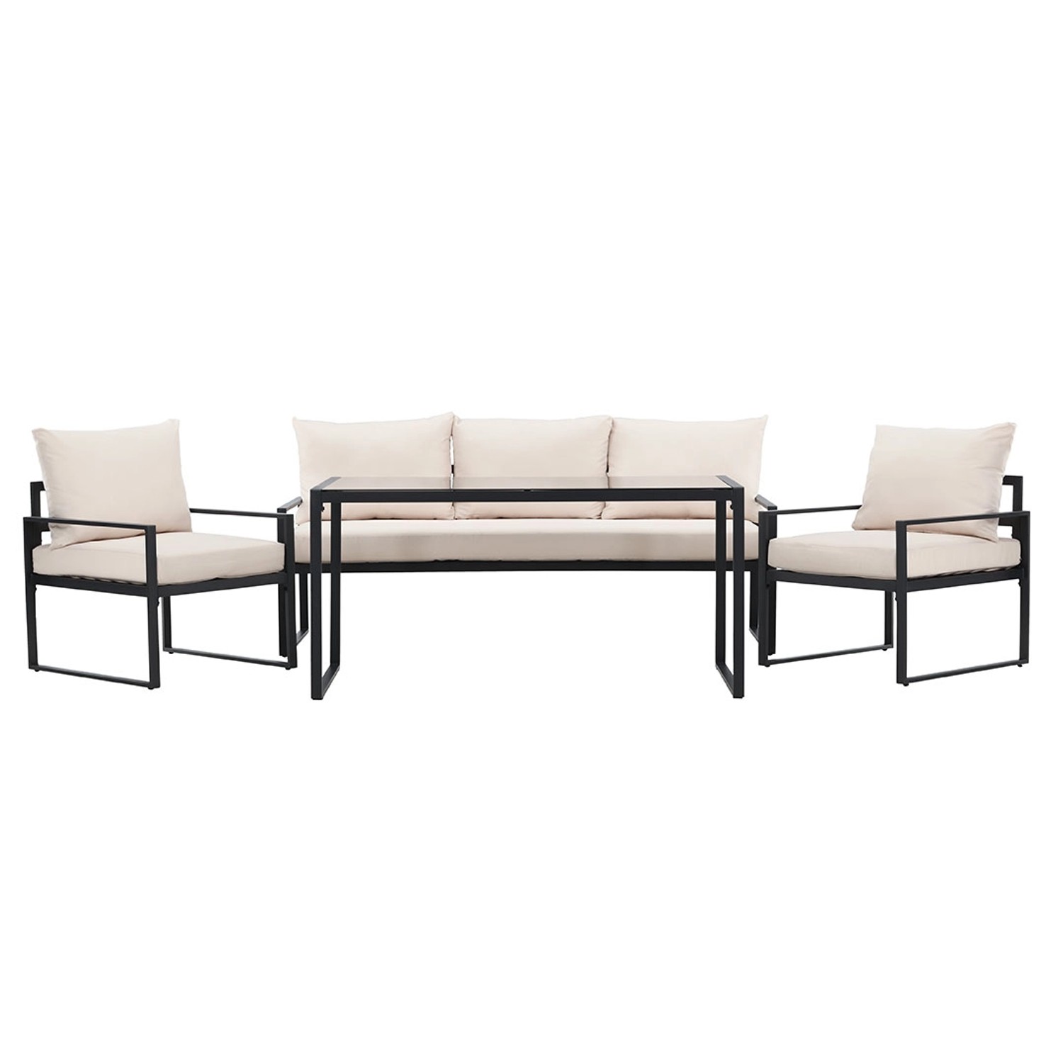 ebuy24 Catania Loungeset 1 Esstisch 1 Sofa 2 Stühle Schwarz Tisch cm H67xB7 günstig online kaufen