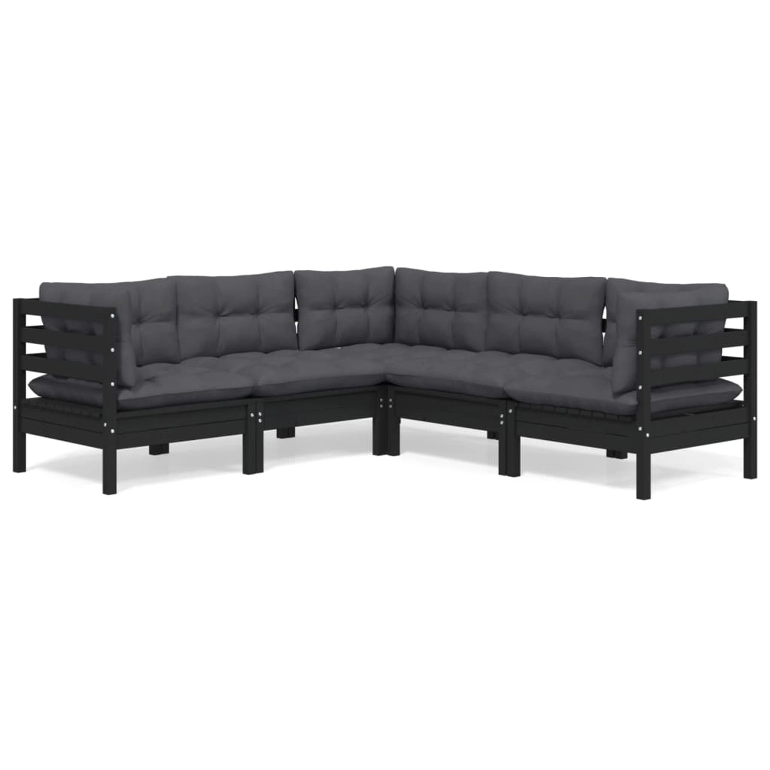 vidaXL 5-tlg Garten-Lounge-Set mit Kissen Schwarz Kiefer Massivholz günstig online kaufen