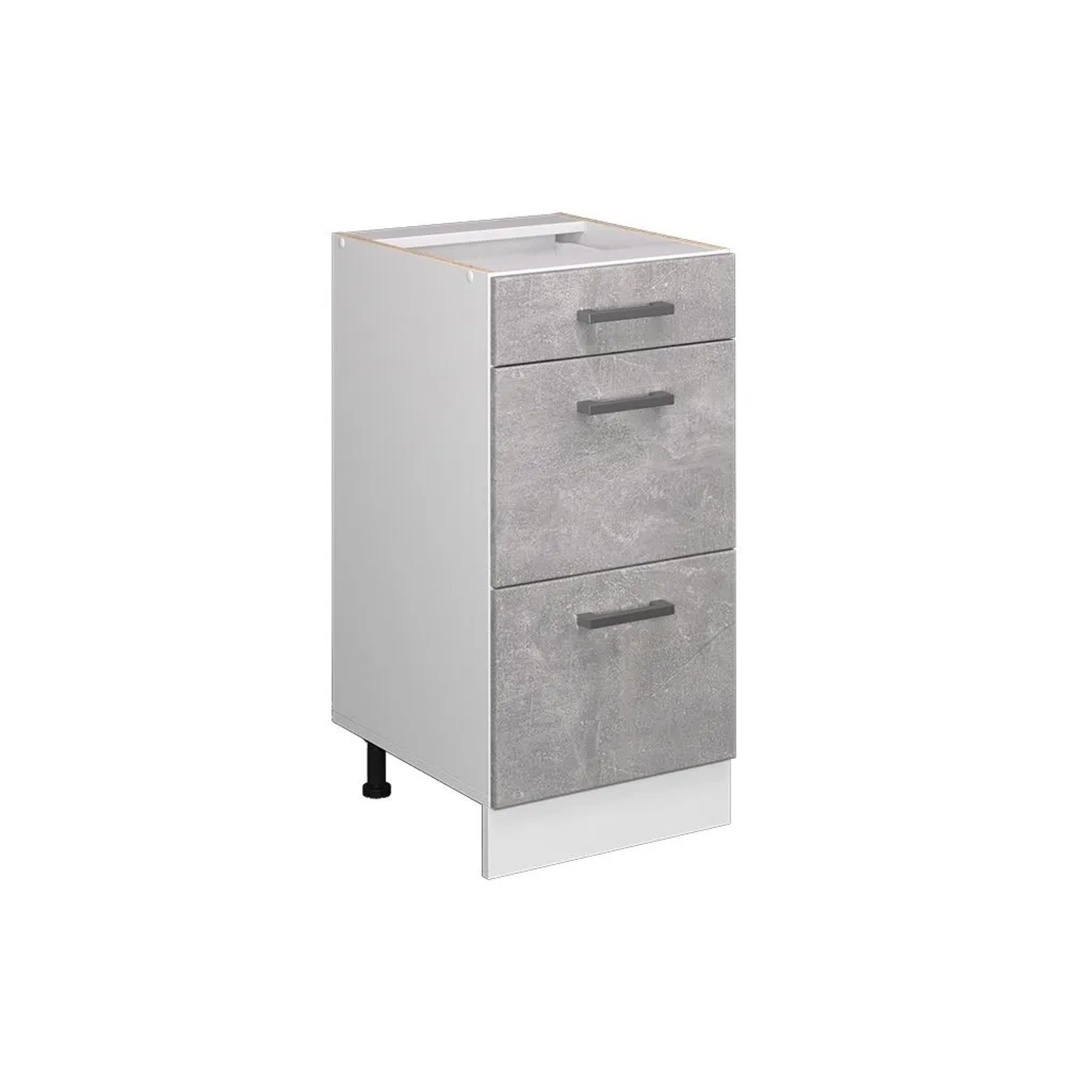 Vicco Küchenunterschrank R-Line Beton Weiß 40 cm mit Schubladen ohne Arbeitsplatte