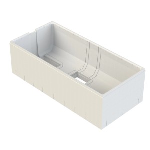 Calmwaters Rechteck-Badewanne 180x80 cm im Set mit Wannenträger und Ablaufgarnitur.