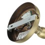 Detailansicht der Tiffany Deckenleuchte mit Buntglas in Weiß und Grün, Gestell in Messing antik.