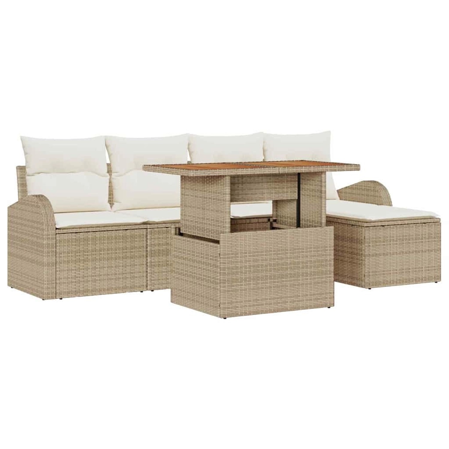 vidaXL Garten-Sofa-Set mit Speicher 6-Tlg Beige Poly Rattan 3358311 günstig online kaufen