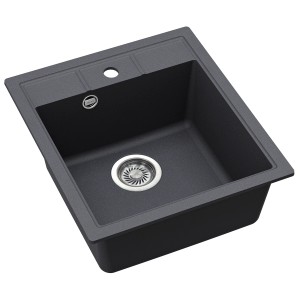 Helika Einbauspüle Nova, 46x51 cm, Graphit. Kompakte Granitspüle mit Abfluss.