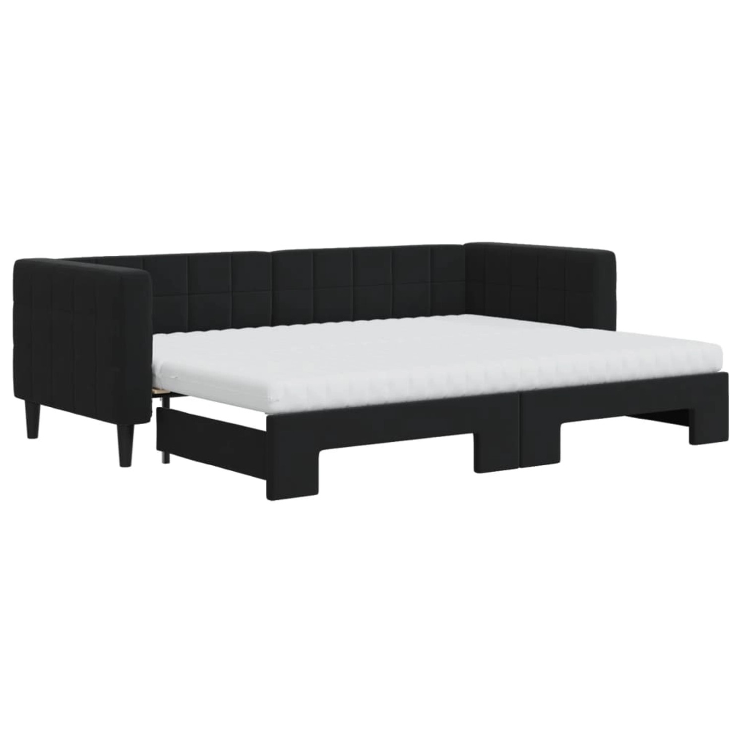 vidaXL Tagesbett Ausziehbar mit Matratzen Schwarz 80x200 cm Samt1847506