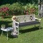 Beautissu Base BK Bankauflage 180x48 Graphitgrau auf Gartenbank. Sitzkissen mit Karo-Struktur.