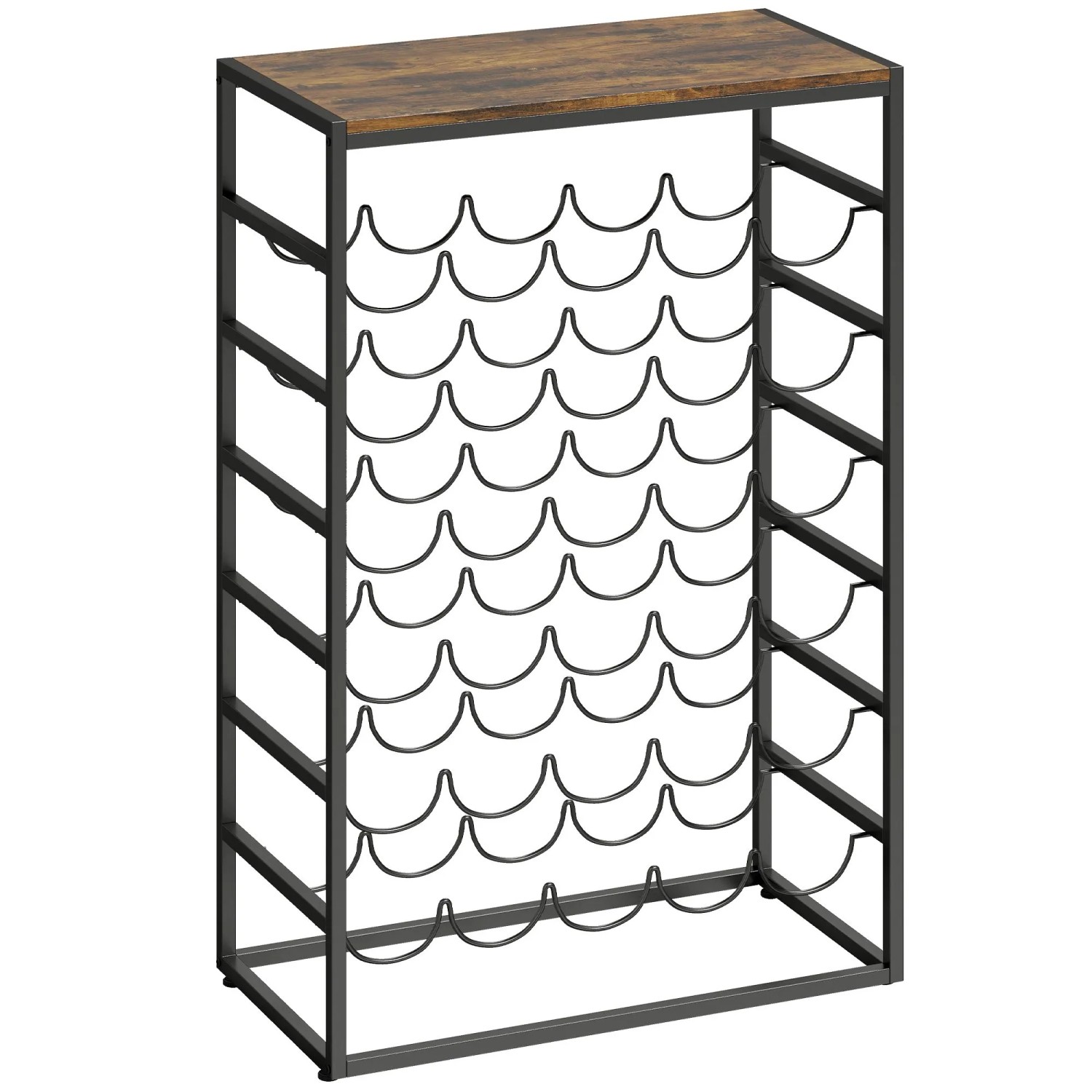 HOMCOM Weinregal Spanplatte Metall 59L x 30B x 88,5H cm Rustikal-Braun