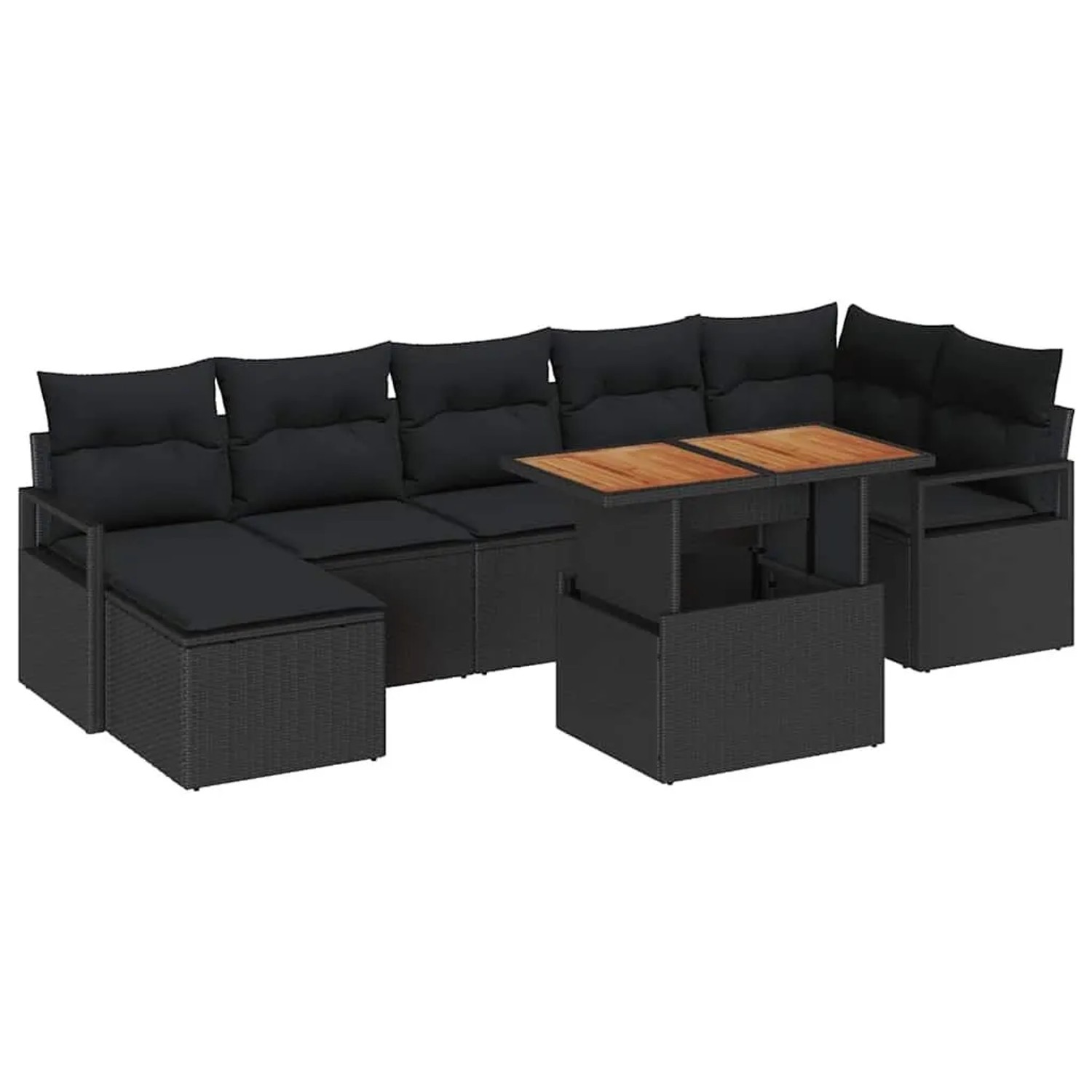 vidaXL Garten Essgruppe mit Kissen 8-Tlg Schwarz und Braun 3349743 günstig online kaufen