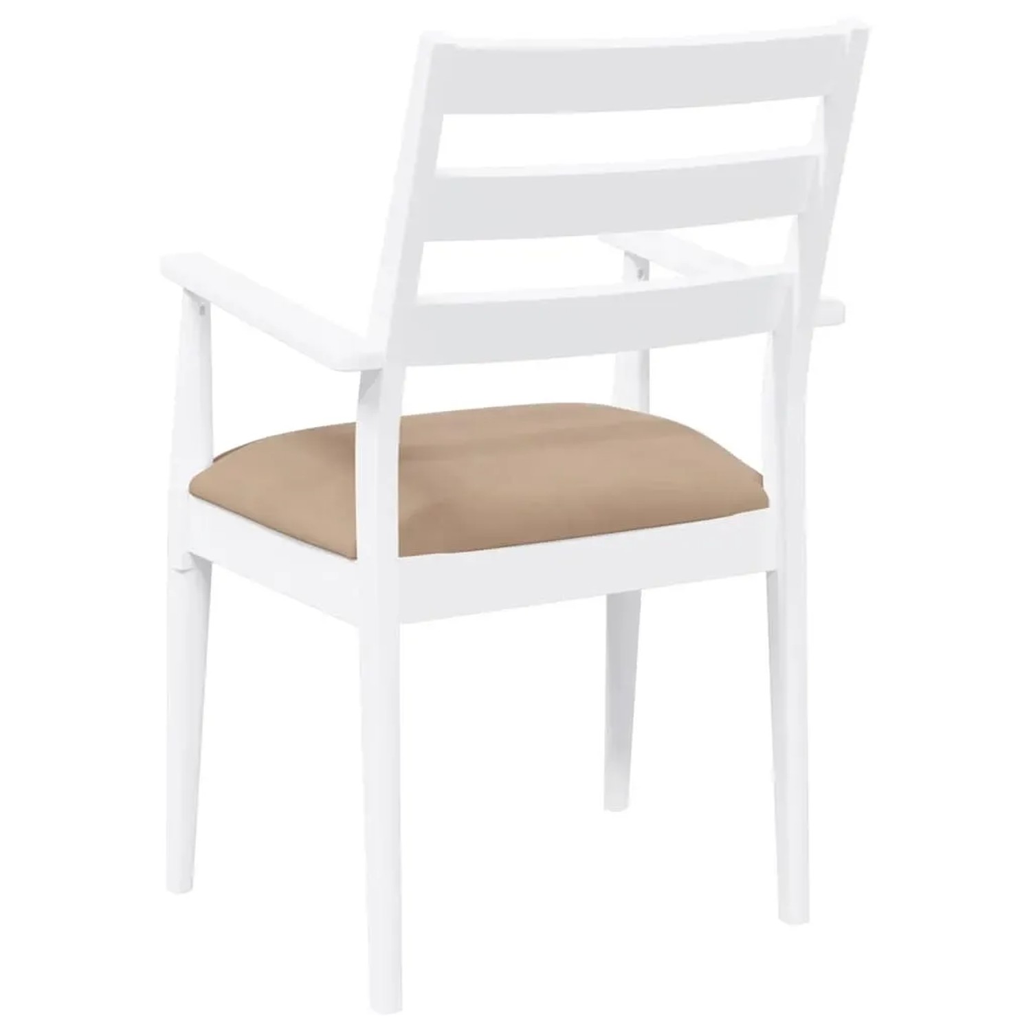 Weißer Esszimmerstuhl aus Massivholz mit braunem Sitzkissen, 2er-Set.
