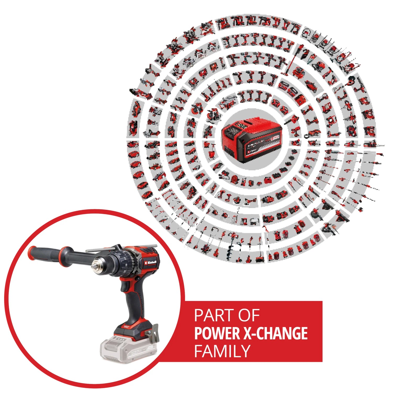 Einhell Akku-Schlagbohrschrauber TP-CD 18/120 Li-i BL-Solo mit Power X-Change Akku und Zubehör.