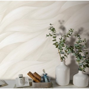 Erismann Vliestapete Casual Chic Wellen Stormy Weiß an Wand, kombiniert mit Deko.